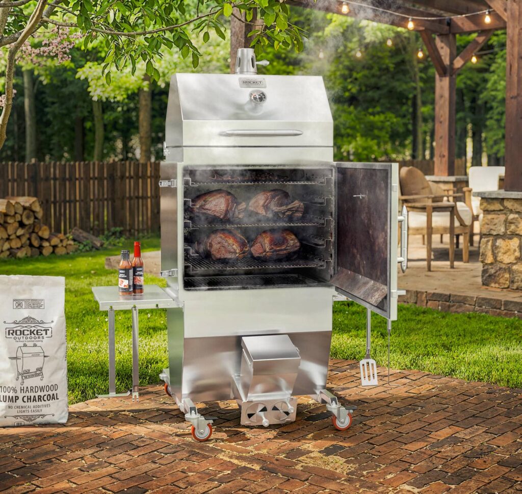 Rocket outdoors smoker baker backyard scene