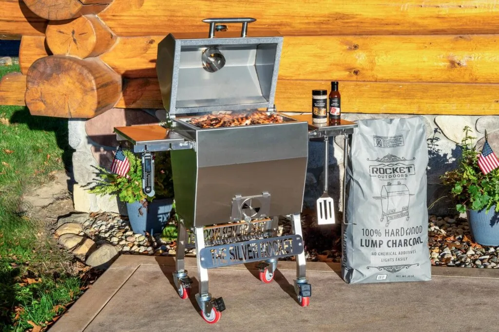 Silver rocket grill hardwood lump charcoal cabin