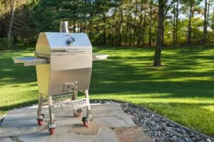 Silver rocket portable charcoal grill stone patio