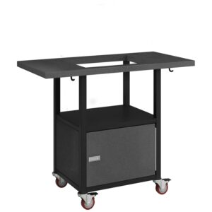 Standalone Sonic Rocket small cabinet cart in silvervein finish with side-shelf cutout, lower utility shelf, and locking caster wheels.